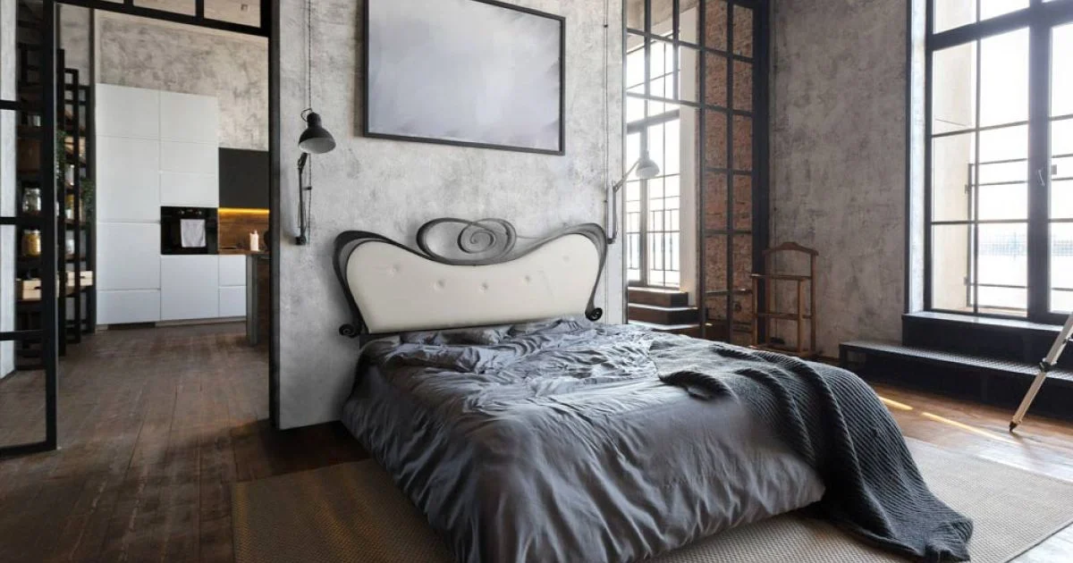 Letto Matrimoniale con Testata e Giroletto in Ferro Made in Italy - Finitura