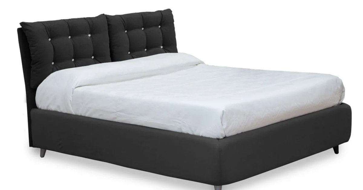 Letto Matrimoniale con Testata Imbottita e Piedini Made in Italy - Aaron