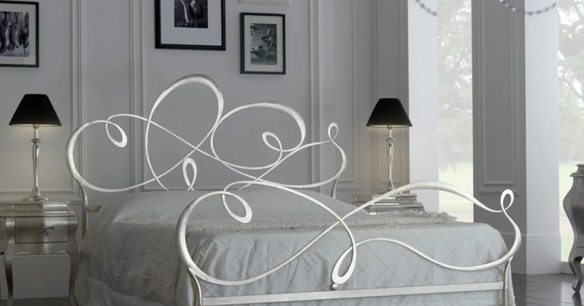 Letto Matrimoniale con Testata in Ferro Pieno Made in Italy - Nebbia