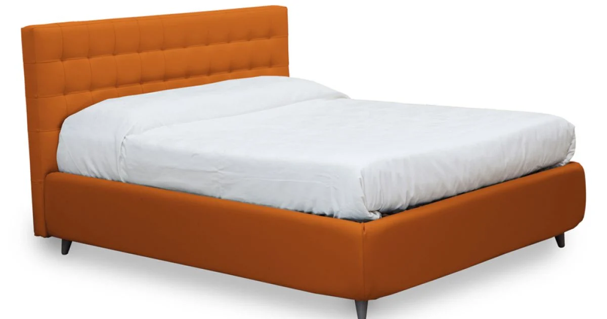 Letto Matrimoniale con Testiera in Ecopelle o Tessuto Made in Italy - Buddy