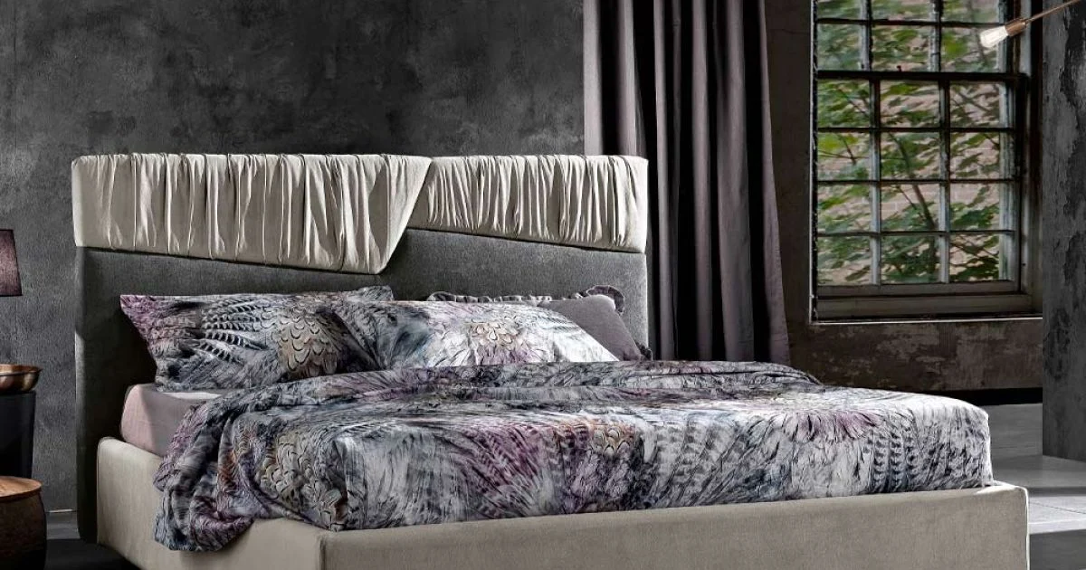 Letto Matrimoniale di Design Moderno con Testata a Pieghe o Trapuntata - Alano