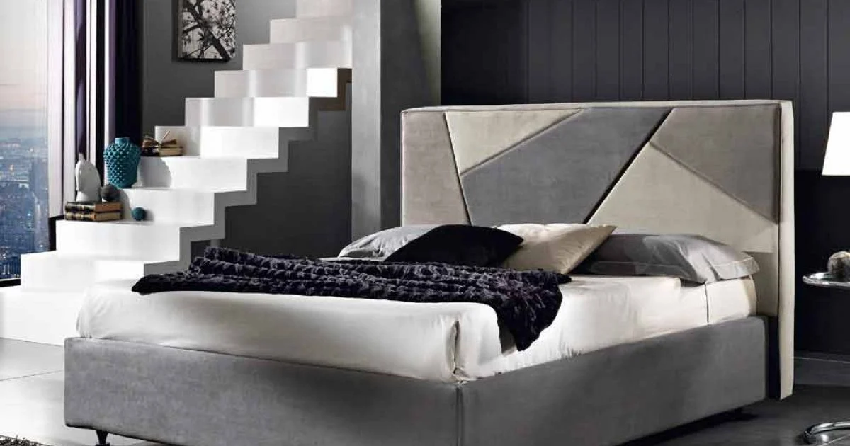 Letto matrimoniale imbottito con contenitore alzante 160x190/200cm Mia
