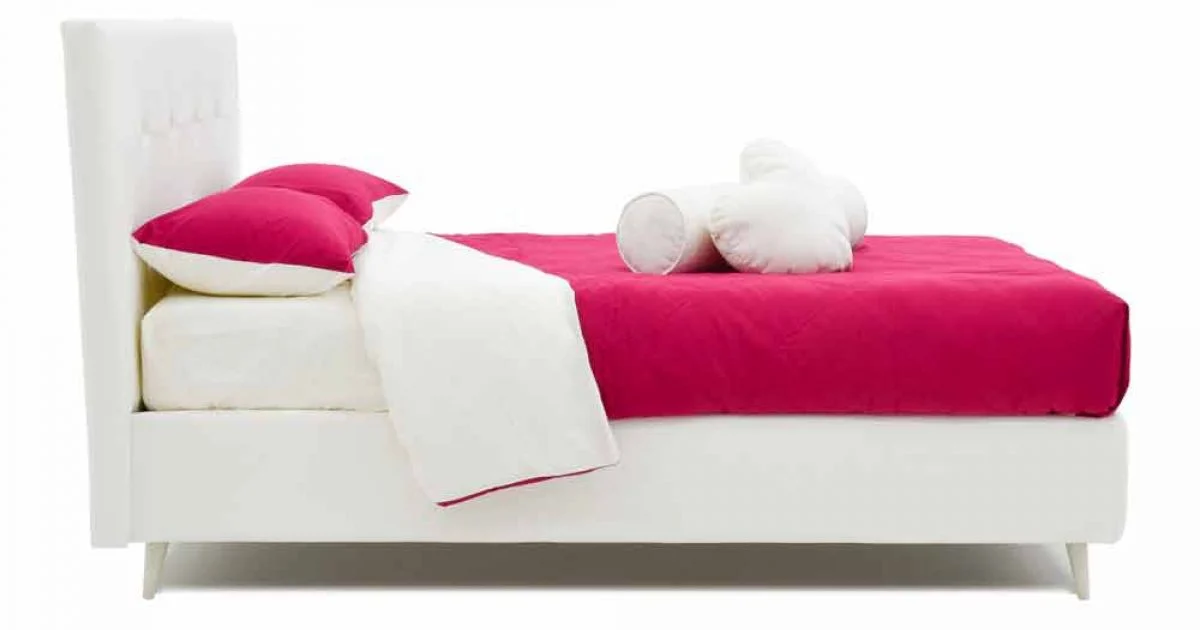 Letto Matrimoniale Imbottito in Similpelle con Swarovski Made in Italy - Perzio