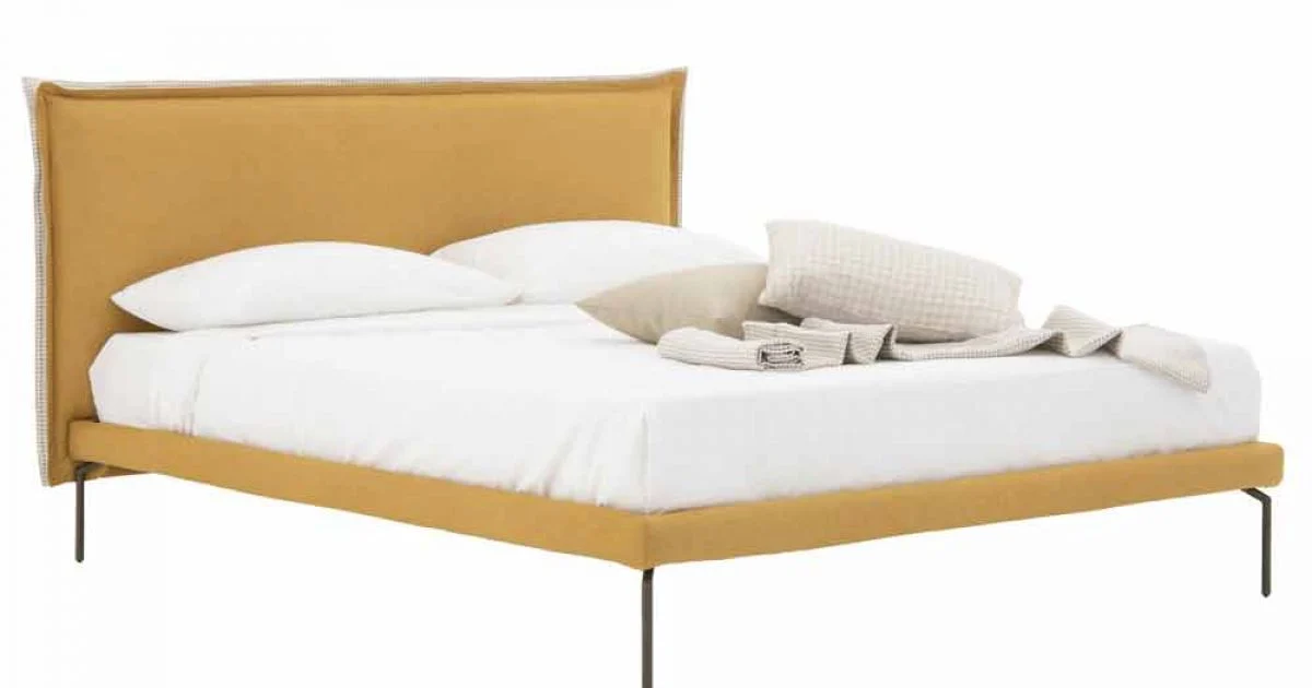 Letto Matrimoniale in Tessuto con Piedini in Metallo Made in Italy - Glorio