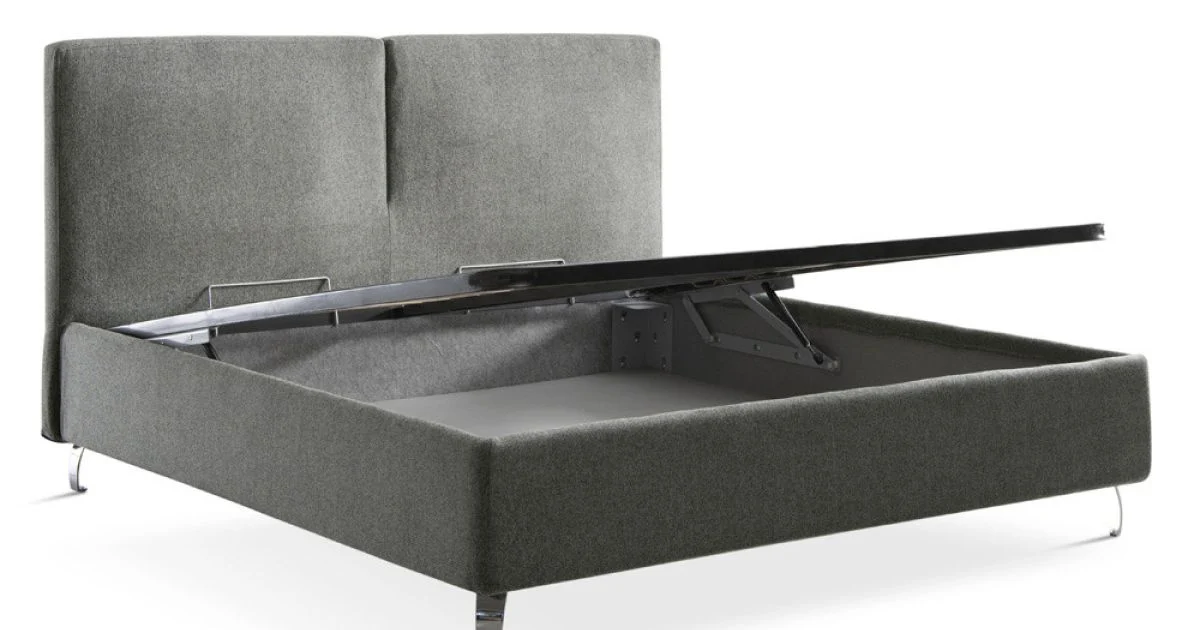 Letto Matrimoniale in Tessuto o Velluto con Contenitore Made in Italy - Ernesto