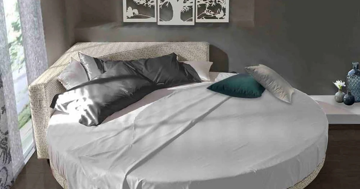 Letto Matrimoniale Rotondo Moderno con Testiera Angolare Made in Italy - Tima