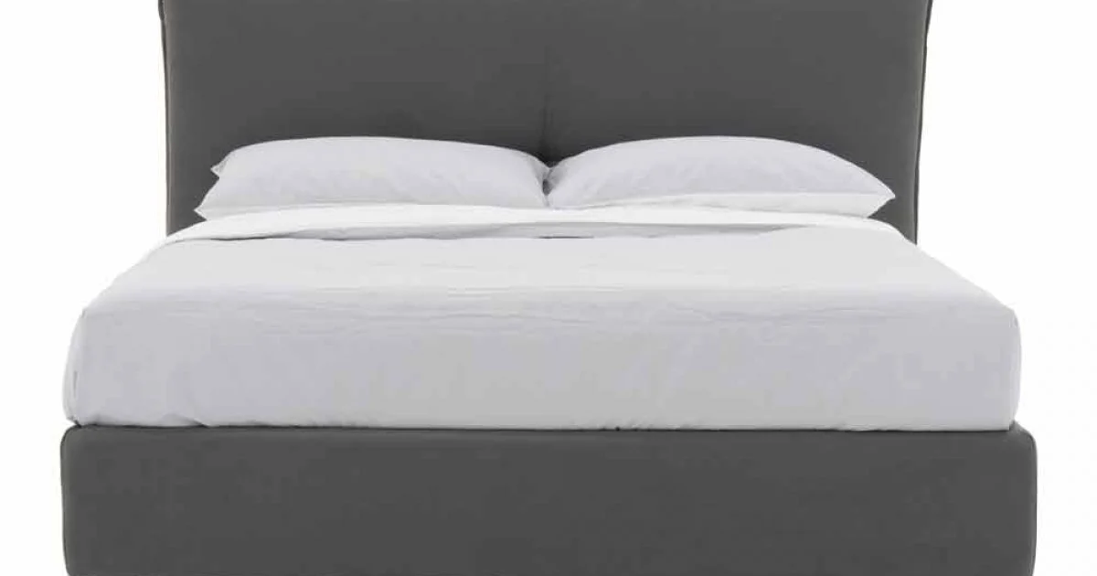 Letto Matrimoniale Tessuto Sfoderabile, Piedini in Legno Made in Italy - Tampa