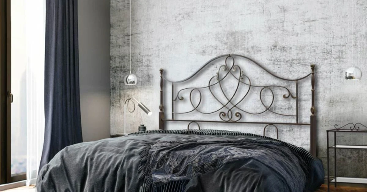 Letto Matrimoniale Testata in Ferro Tubolare Marrone Anticato Oro - Taglia