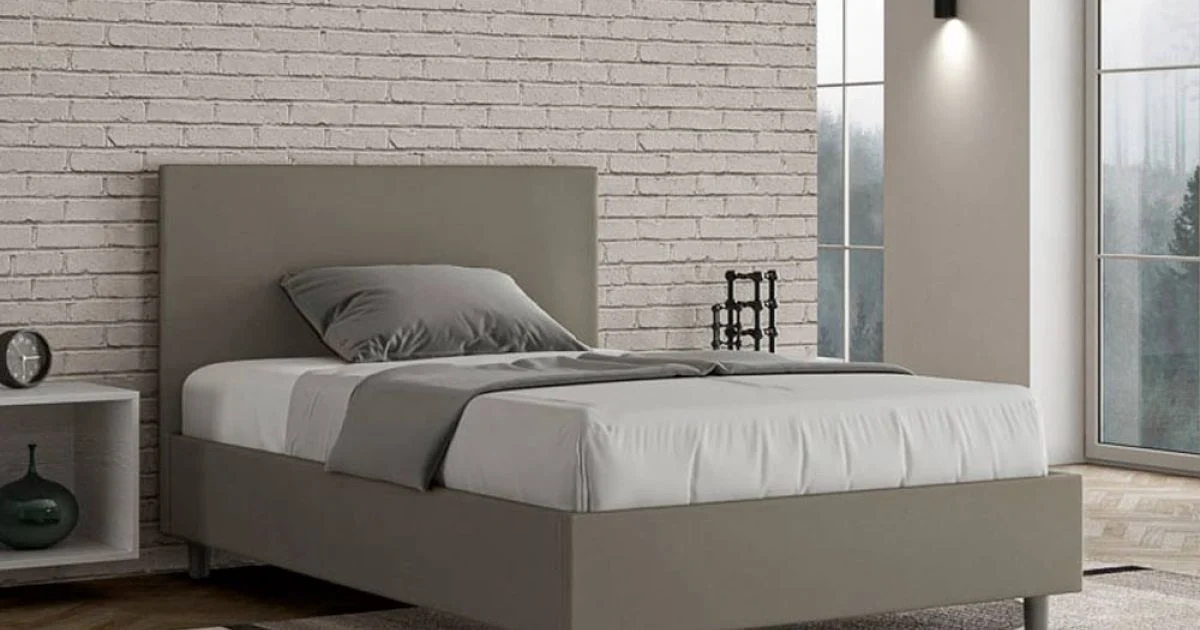 Letto Una Piazza e Mezzo 120x200 cm con Testata in Similpelle Made in Italy - Pallone