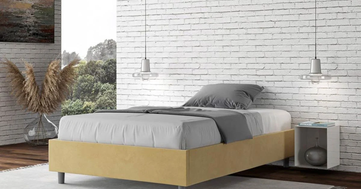 Letto Una Piazza e Mezzo 120x200 cm Rivestito in Microfibra Made in Italy - Atleta