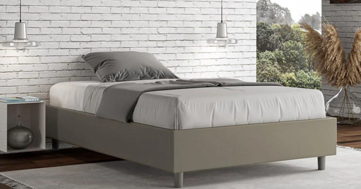 Letto Una Piazza e Mezzo 120x200 cm Rivestito in Similpelle Made in Italy - Atleta