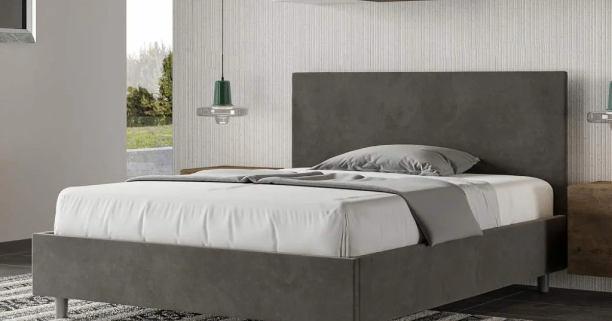 Letto Una Piazza e Mezzo 140x200 cm con Testata in Microfibra Made in Italy - Pallone