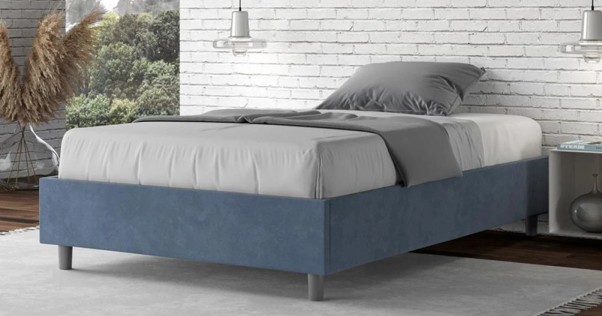Letto Una Piazza e Mezzo 140x200 cm Rivestito in Microfibra Made in Italy - Atleta