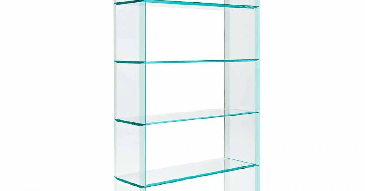 Libreria Freestanding in Vetro Extrachiaro a 6 Ripiani Made in Italy - Ramen