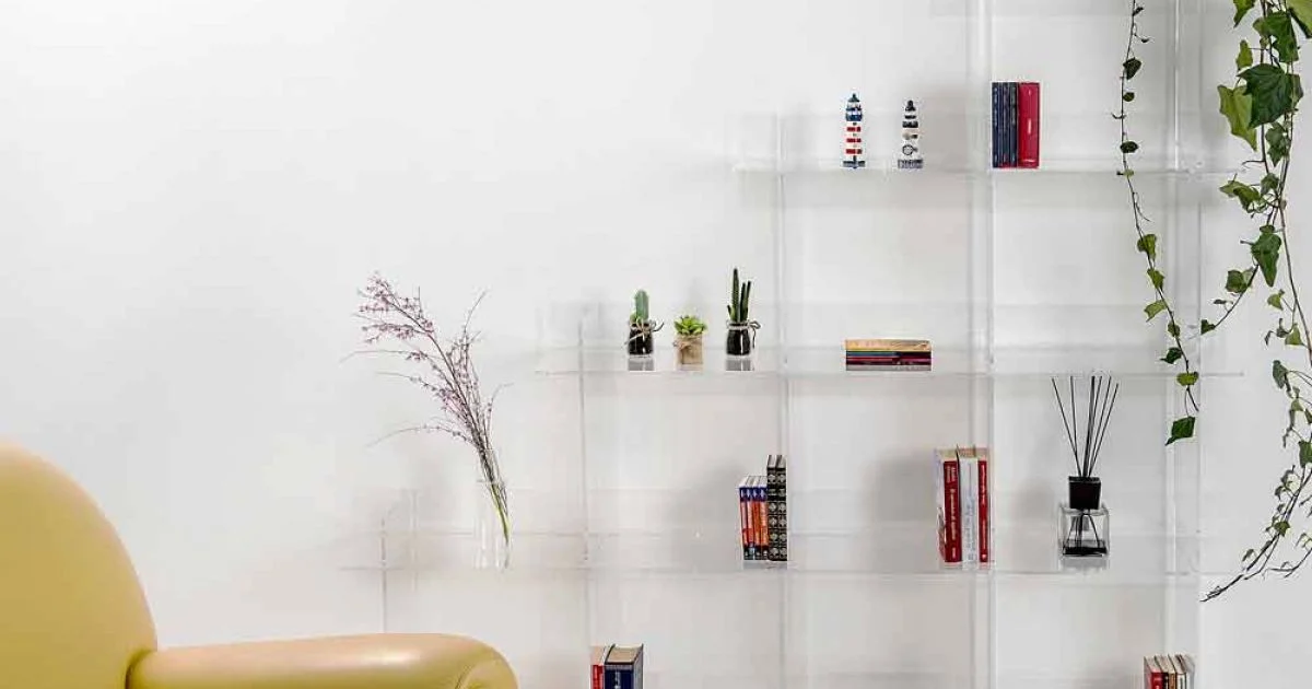 Libreria a muro trasparente Sfera3 L180 x H180 x P30 cm, made in Italy