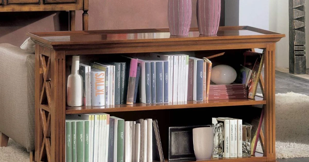 Libreria Bassa con Struttura in Legno e Vani a Giorno Made in Italy - Fauno