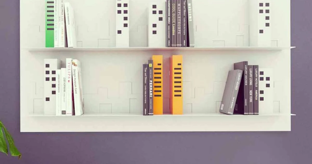 Libreria design da muro Skyline 130x70 Mabele, prodotto artigianale