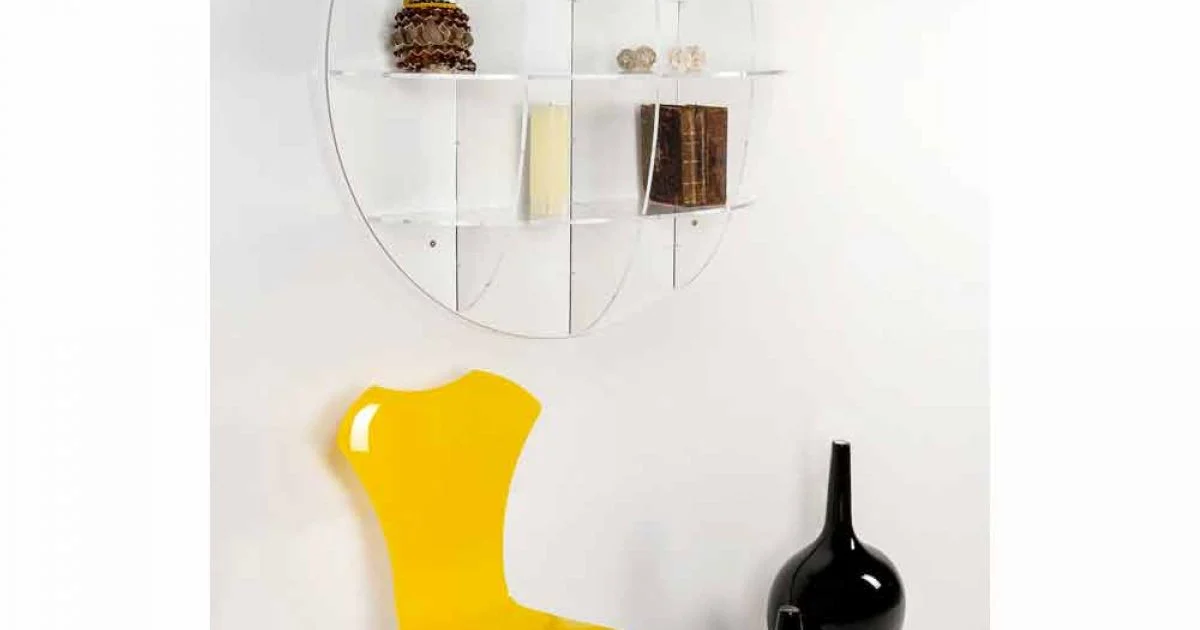 Libreria da parete bianca design moderno Gio, made in Italy