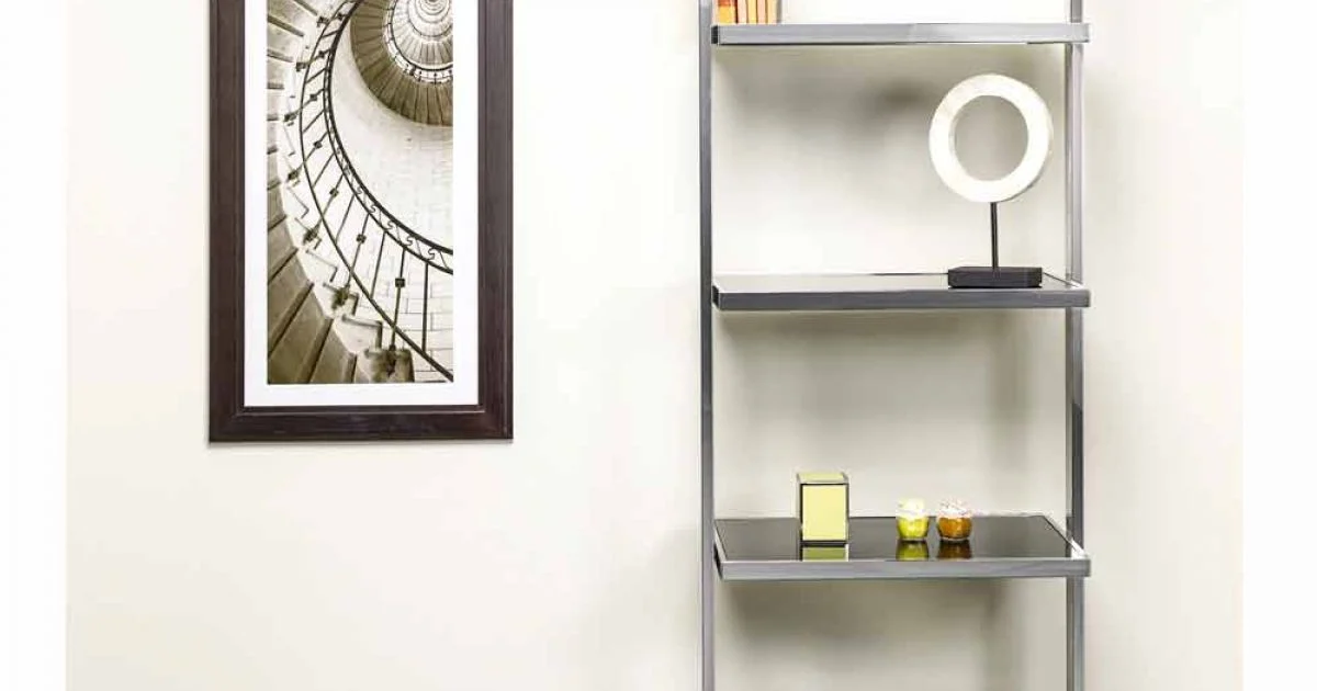 Libreria da parete in acciaio e vetro di design 60x180x44cm Tafre