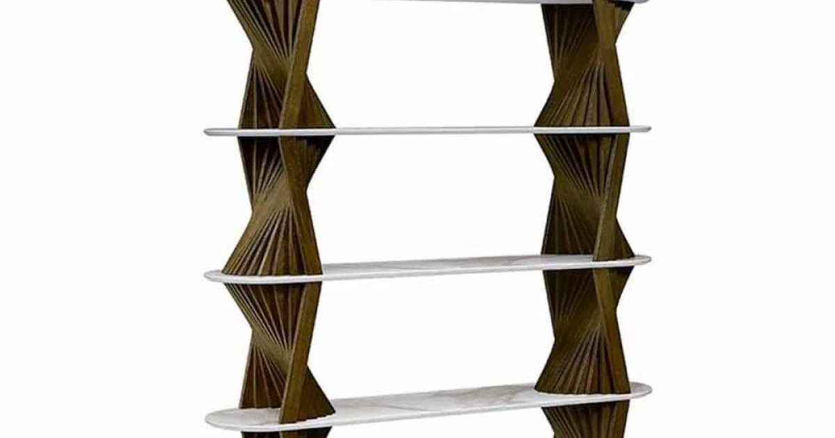Libreria da Terra di Lusso in Legno con Piani in Gres Made in Italy - Aspide