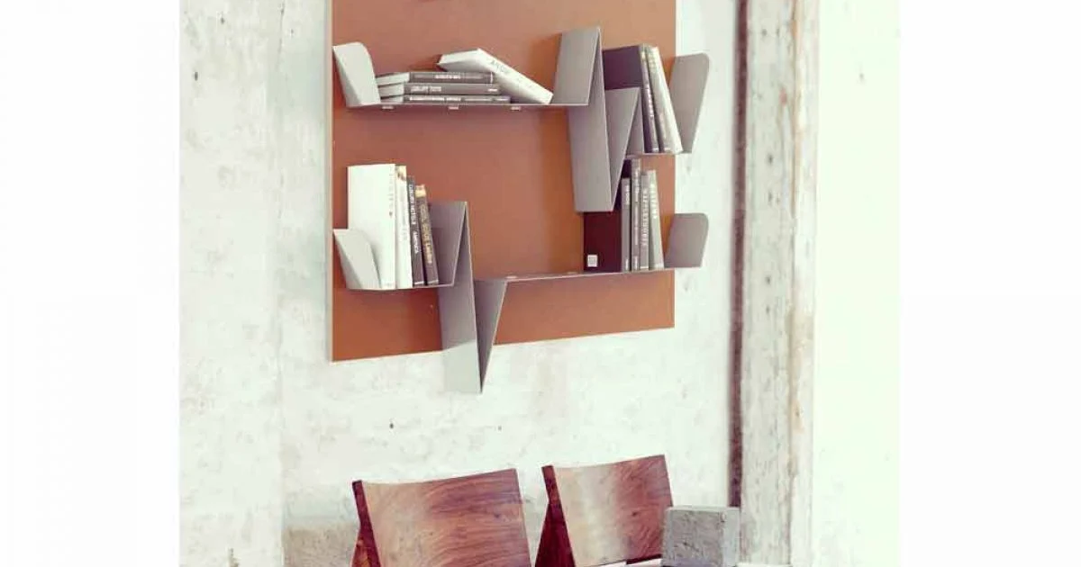 Libreria design Battikuore 90x127 (3 Ripiani) Mabele, realizzata in metallo