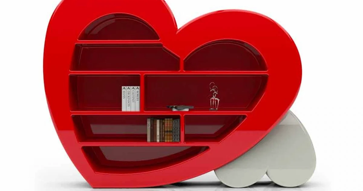 Libreria Design in Solid Surface Cuore Made in Italy