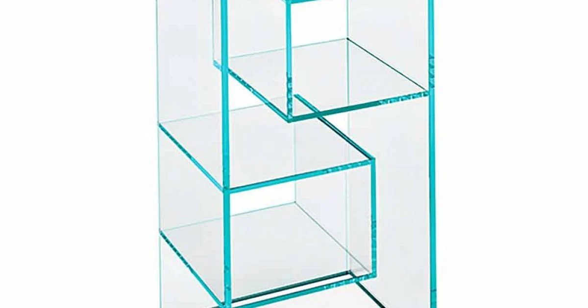 Libreria Espositore Bassa da Salotto Freestanding in Vetro Extrachiaro - Linzy