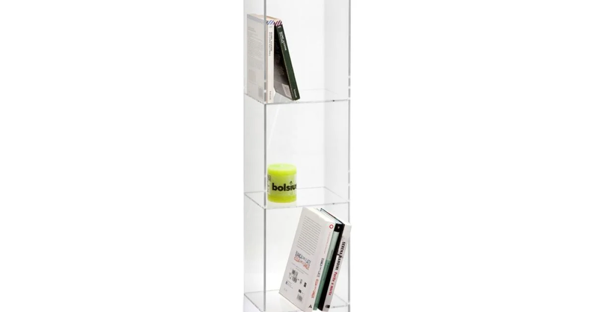 Libreria Freestanding a Colonna in Cristallo Acrilico Trasparente - Corrige