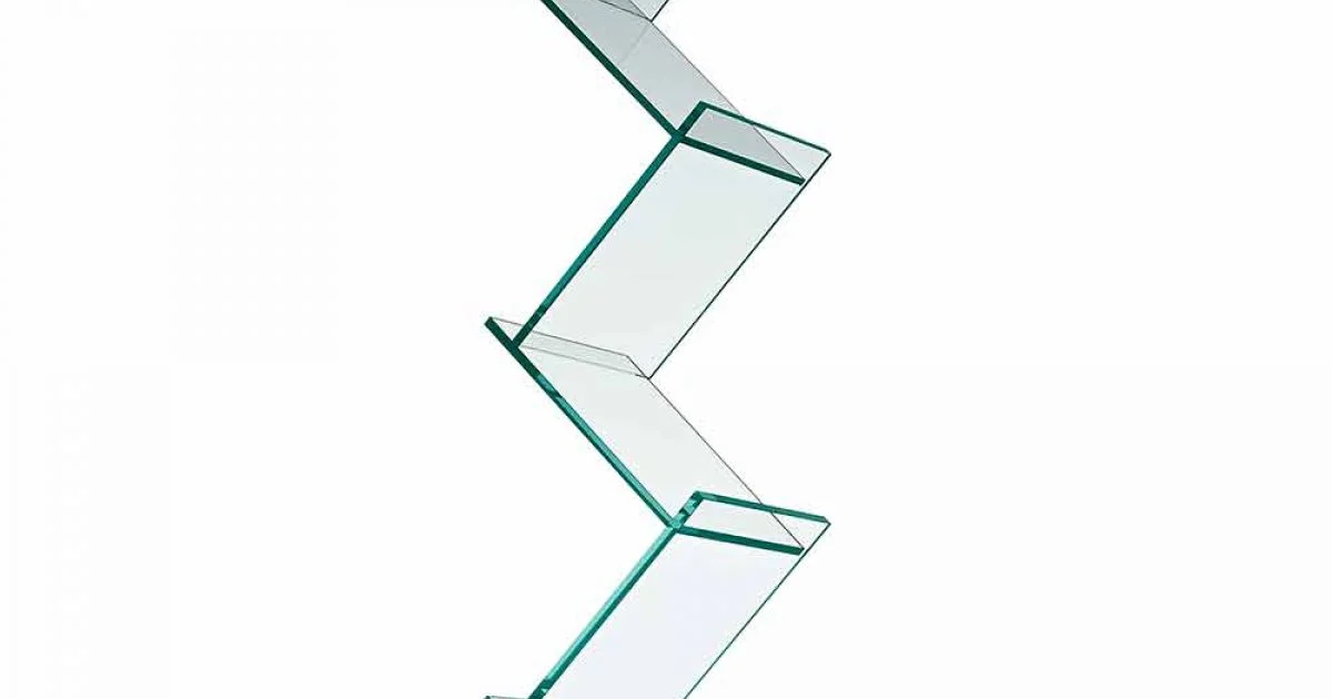 Libreria Verticale in Vetro Trasparente da Soggiorno Freestanding - Brugo