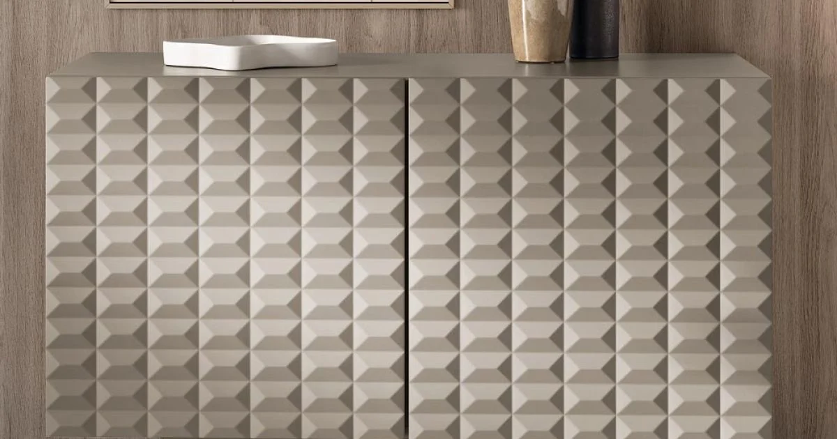 Madia con 2 Ante in MDF Rivestito in PVC Laccato Made in Italy - Dorotea