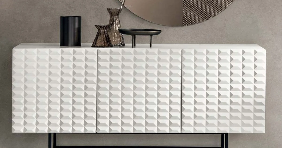 Madia con 3 Ante in MDF Rivestito in PVC Laccato Made in Italy - Dorotea