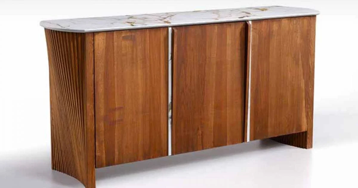 Madia in Legno con Piano Gres Effetto Marmo, Alta Qualità Made in Italy - Wonka