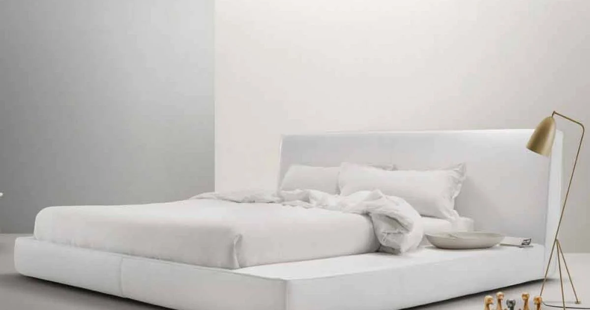 Letto matrimoniale in pelle imbottito Long Island made Italy