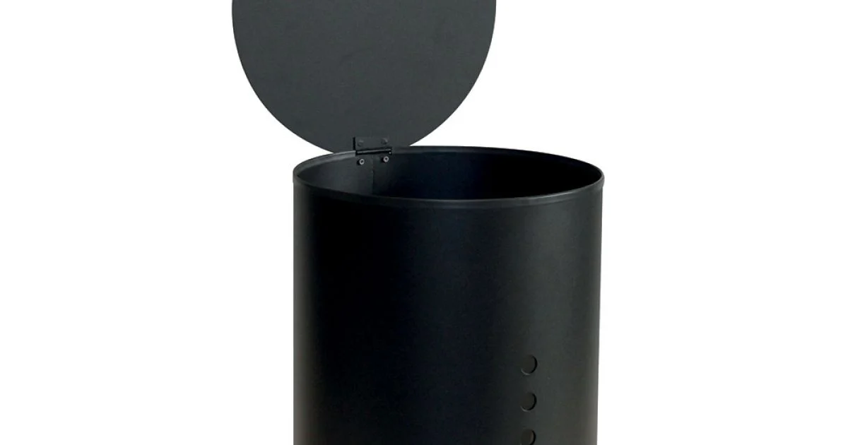 Porta Pellet Rotondo in Acciaio Verniciato Nero e Ruote Made in Italy - Airone