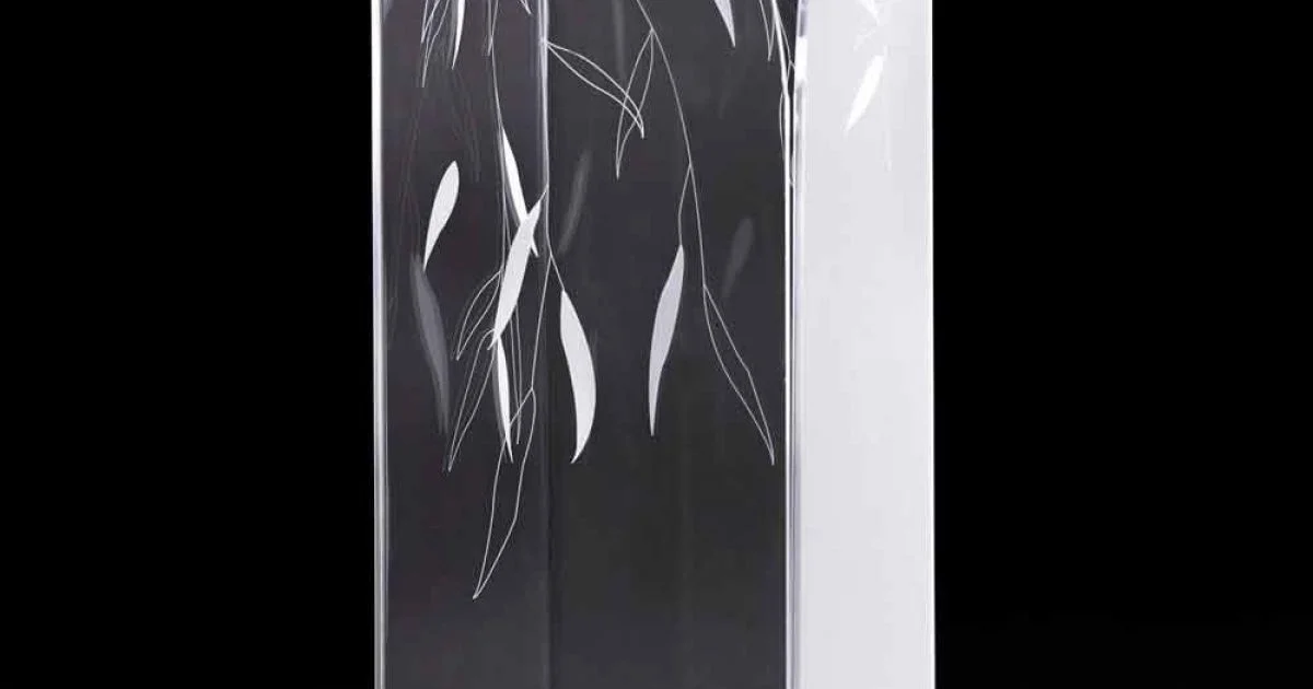Portaombrelli di Design in Plexiglass Trasparente con Foglie Incise - Kanno