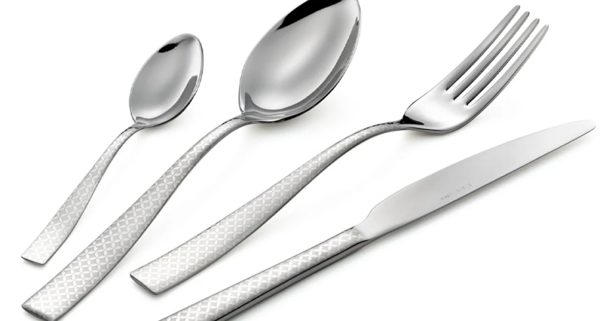 Posate in Acciaio Inox Lucido con Decoro Geometrico a Laser 24 Pz - Rupeo
