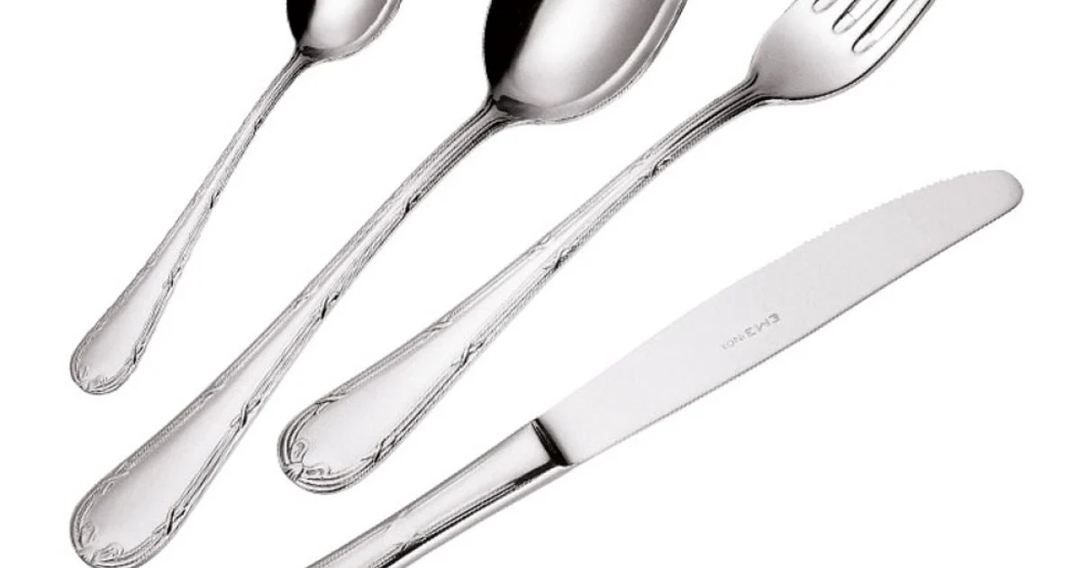 Posate in Acciaio Inox Lucido Manico Arrotondato Decorato 24 Pz - Mekano
