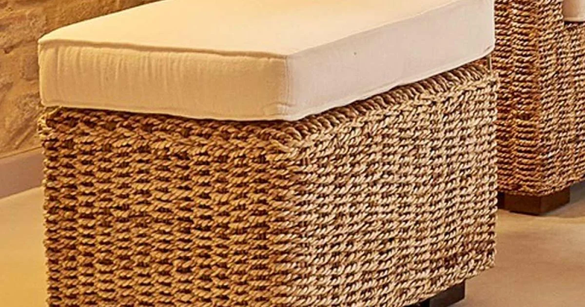 Pouf da Giardino in Abaca Naturale con Cuscino – Raziel