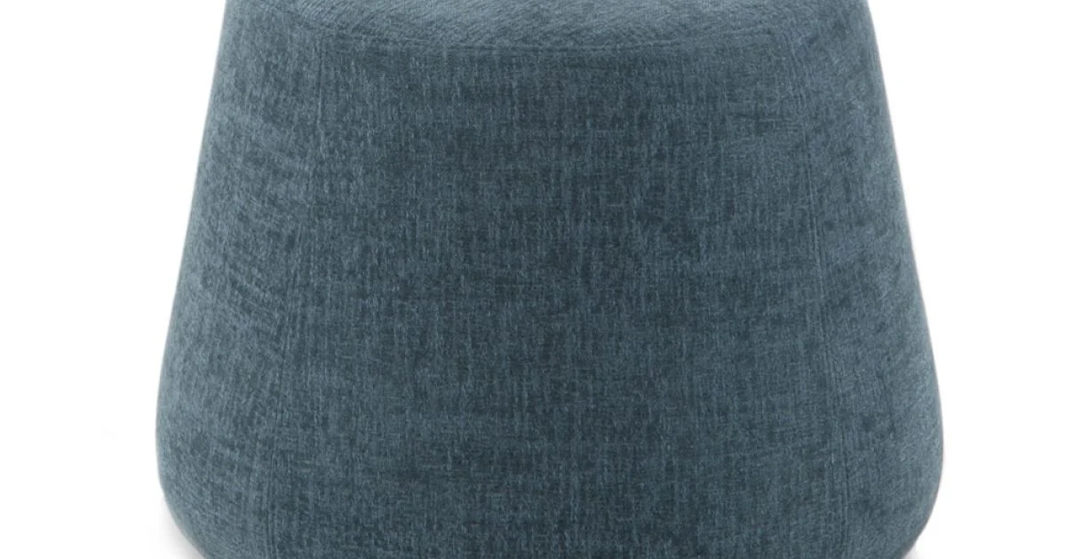 Pouf Ottomano Rotondo da Salotto in Ciniglia Colorata 3 Dimensioni - Evelyne