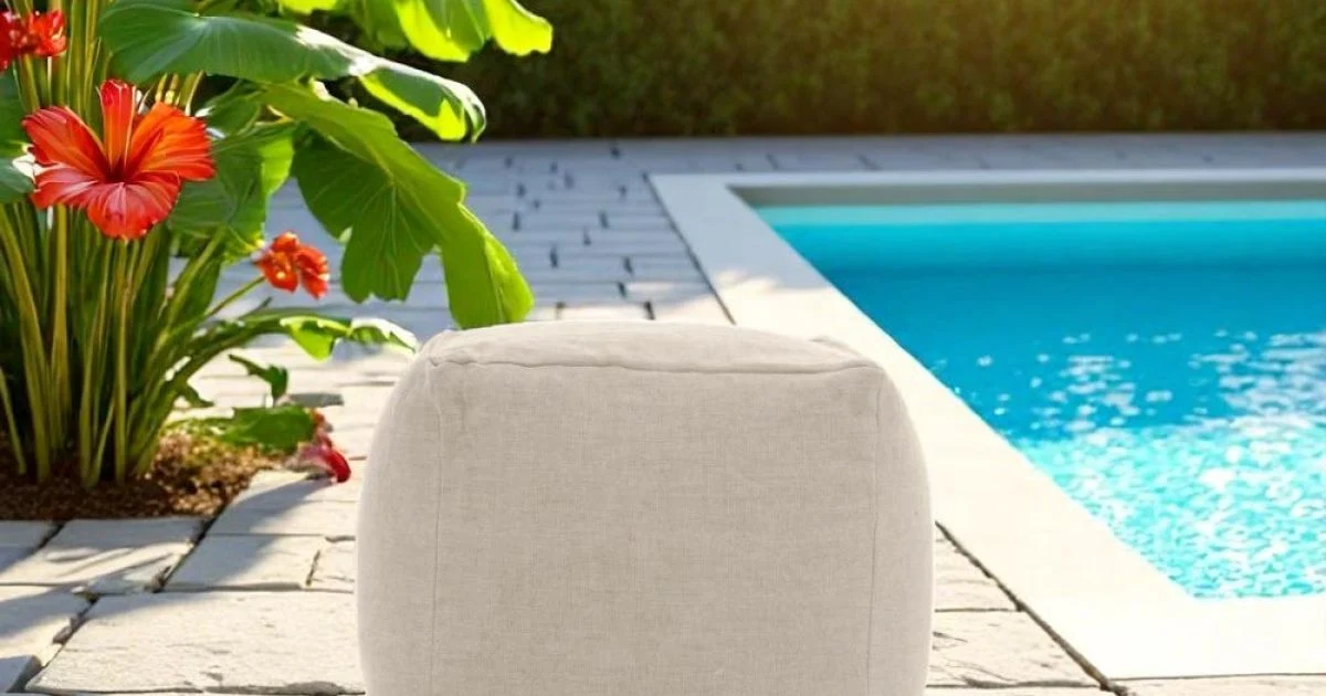 Pouf per il Giardino in Tessuto Outdoor Color Melange Beige - Maestrale
