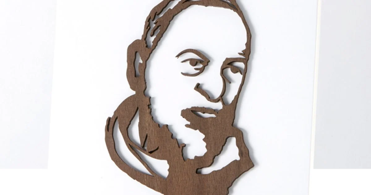 Quadretto che Raffigura Padre Pio Inciso a Laser Made in Italy - Barbara