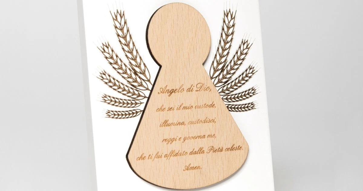 Quadretto che Raffigura un Angioletto con Ali di Spiga  Made in Italy - Greta