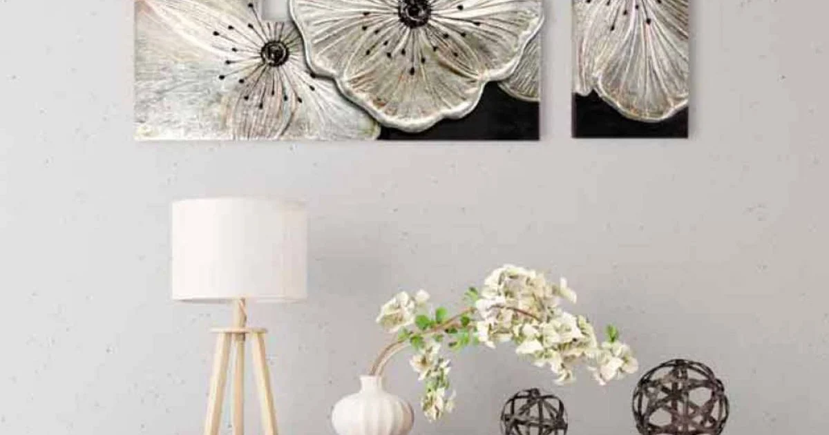 Quadro con fiori Petunia Piccola Argento by Viadurini Decor, decorato a mano
