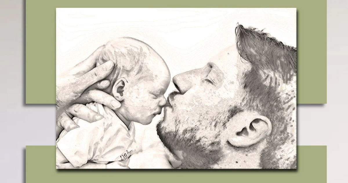 Quadro in Legno con Stampa di Uomo con Bambino Made in Italy - Kosovo