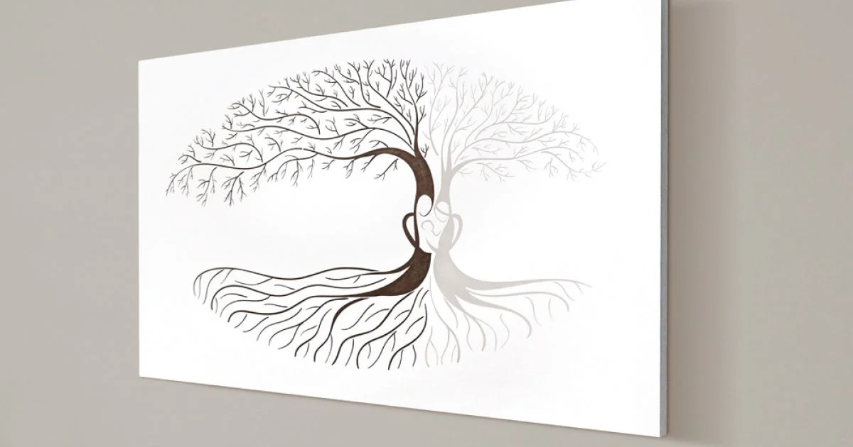Quadro Inciso a Laser con Albero e Cuore di Famiglia Made in Italy - Aletha