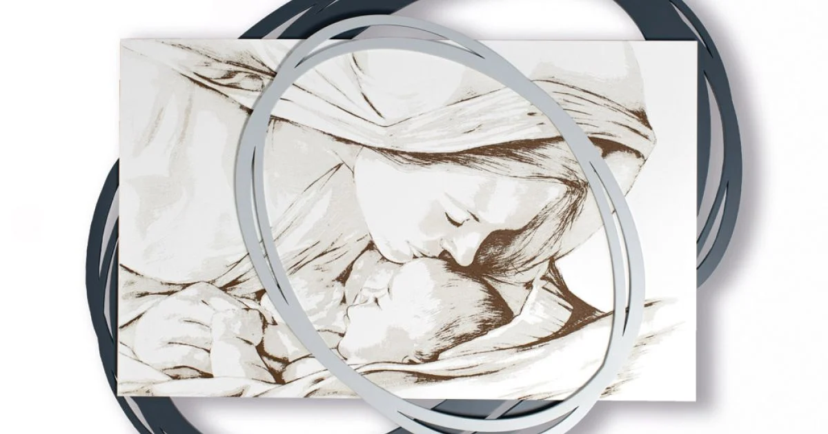 Quadro Inciso a Laser con Bacio di Maria a Gesù Made in Italy - Sylvie