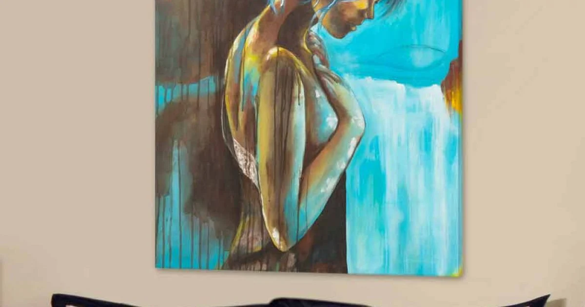 Quadro moderno donna decorata a mano con dettagli in resina Sweet