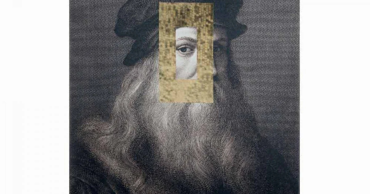 Quadro Moderno in Tela Stampata con Decoro in Foglia Oro Made in Italy - Vinci