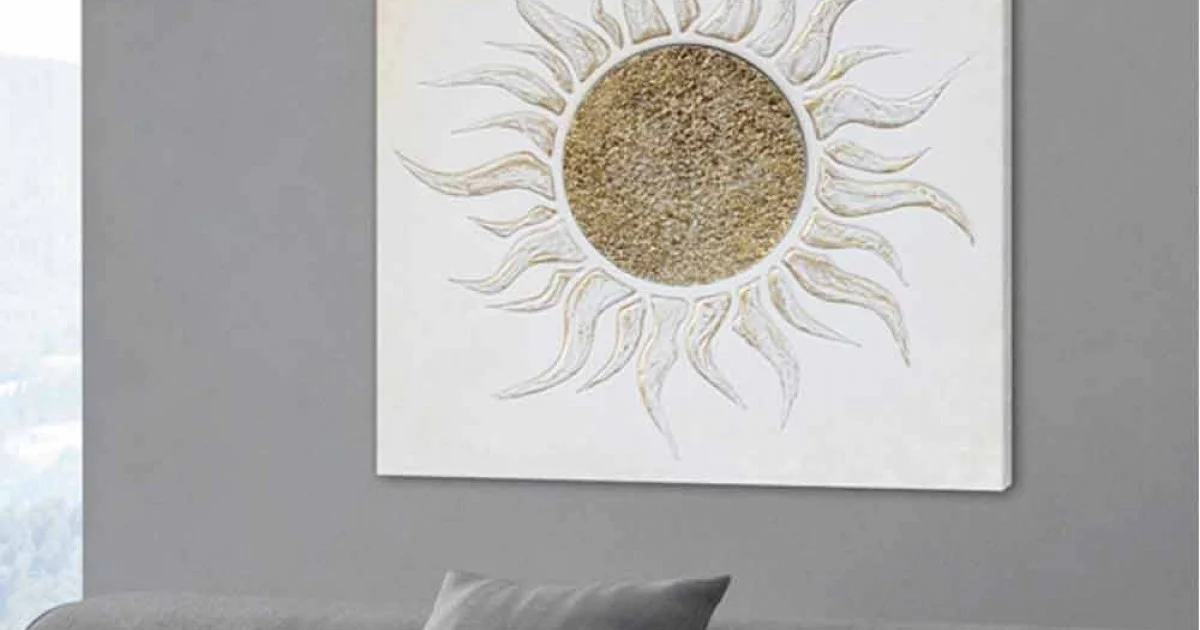 Quadro per soggiorno con struttura avorio e decori fatti a mano Luis