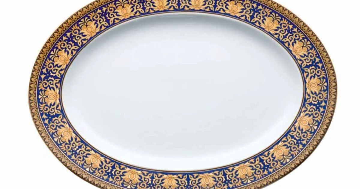 Rosenthal Versace Medusa Blue Piatto ovale di design in porcellana